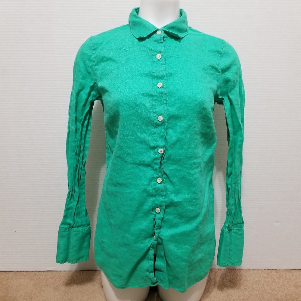 J.Crew top Small solid long sleeve button up down darts Factory